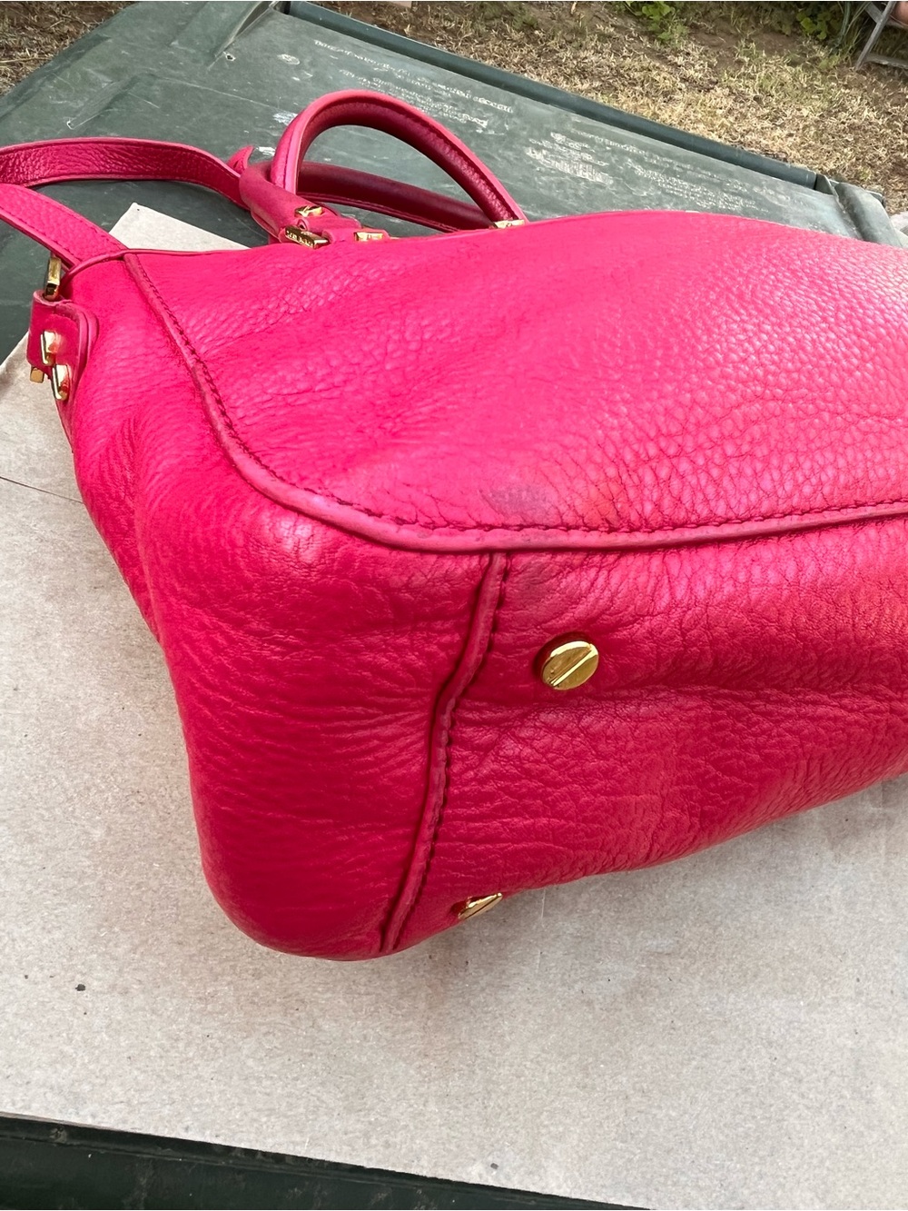 Tory Burch Small Amanda Satchel Bright Pink Leather Gold Hardware - Picture 6 of 10